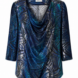 One of a Kind - Kyrie Top in Blue Mirage Printed Burnout
