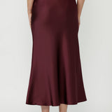 Manhattan Maxi Skirt in Claret Satin