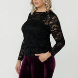 Sabrina Top in Black Lace