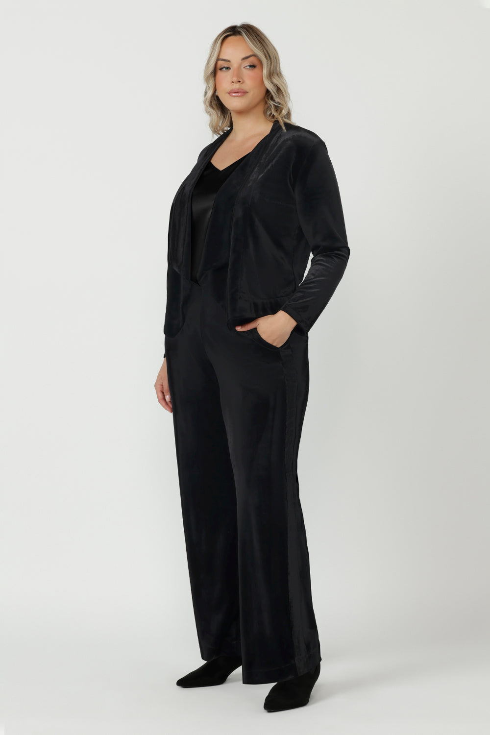 Tuxedo Pant in Black Velour