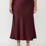 Manhattan Maxi Skirt in Claret Satin