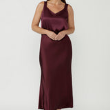 Manhattan Maxi Skirt in Claret Satin