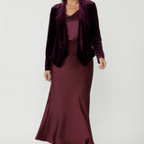 Manhattan Maxi Skirt in Claret Satin