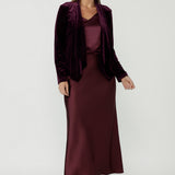 Manhattan Maxi Skirt in Claret Satin