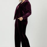 Romy Fluid Jacket in Wine Velour