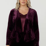 Romy Fluid Jacket in Wine Velour