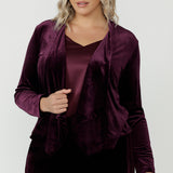 Romy Fluid Jacket in Wine Velour