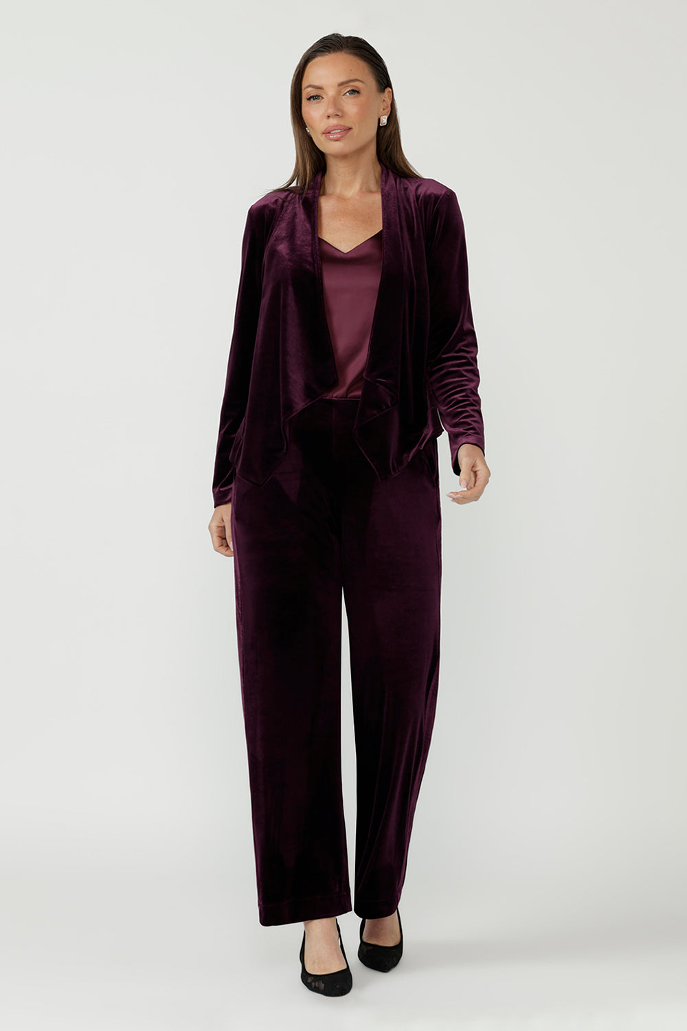 Tuxedo Pant in Wine Velour