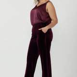Tuxedo Pant in Wine Velour