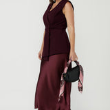 Manhattan Maxi Skirt in Claret Satin