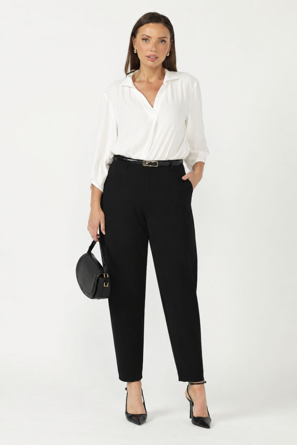 Liv Barrel Leg Pant in Black Smart Crepe