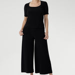 Crafted from our signature dry-touch jersey fabric, the Dany Culotte is designed with an Extra-wide-leg,  functional side pockets, and a pull-on style, and is easily dressed up to take you from day to night.
