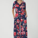 Daryl Top with Elbow Sleeve in Perfect Peony