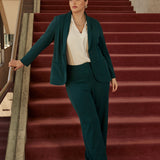Drew Pant in Dark Teal Smart Crepe