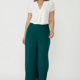 Drew Pant in Dark Teal Smart Crepe