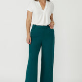 Drew Pant in Dark Teal Smart Crepe