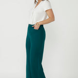 Drew Pant in Dark Teal Smart Crepe