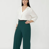 Drew Pant in Dark Teal Smart Crepe
