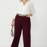 Drew Pant in Wine Smart Crepe