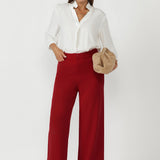Crafted from a soft breathable Tencel Viscose fabric with a sand-washed texture and a soft drape. The fabric has no stretch.