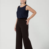 Drew Pant in Cocoa Smart Crepe