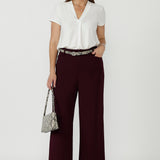 Drew Pant in Wine Smart Crepe