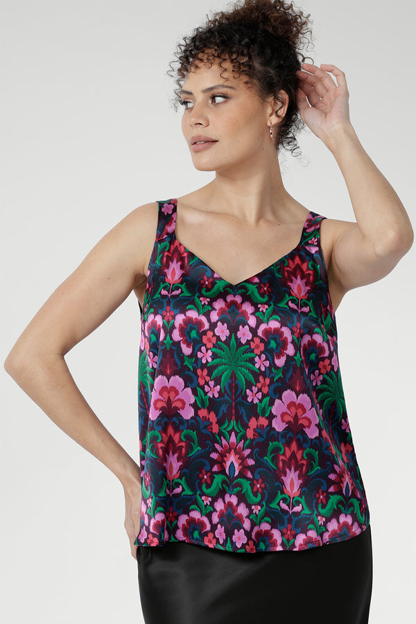 Ezra Cami in Garden Fantasia Stretch Silk