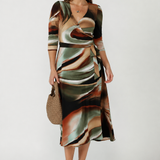 Fiona Wrap Dress in Sunset Mirage