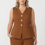 V-neck Vest in Toffee