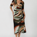 Fiona Wrap Dress in Sunset Mirage