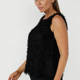 Fantail Shell Top in Black