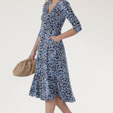 Fiona Wrap Dress in Tie Dye Jacquard