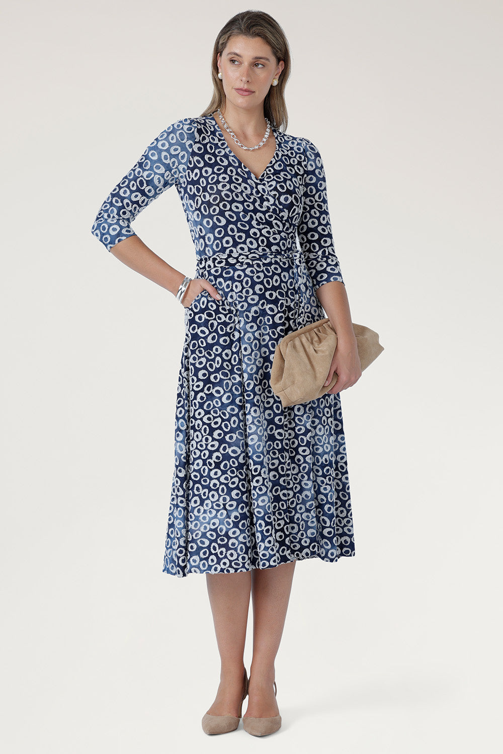 Fiona Wrap Dress in Tie Dye Jacquard