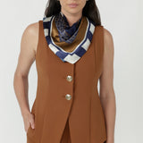 Fleur Collective Luxe Silk Scarf - French Navy/Toffee