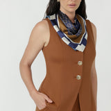 Fleur Collective Luxe Silk Scarf - French Navy/Toffee