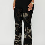 Luxe Gilded Noir Pant in a soft stretch jacquard knit with a flattering mid-rise waist, refined bootcut leg and statement textured print for modern occasion wear.