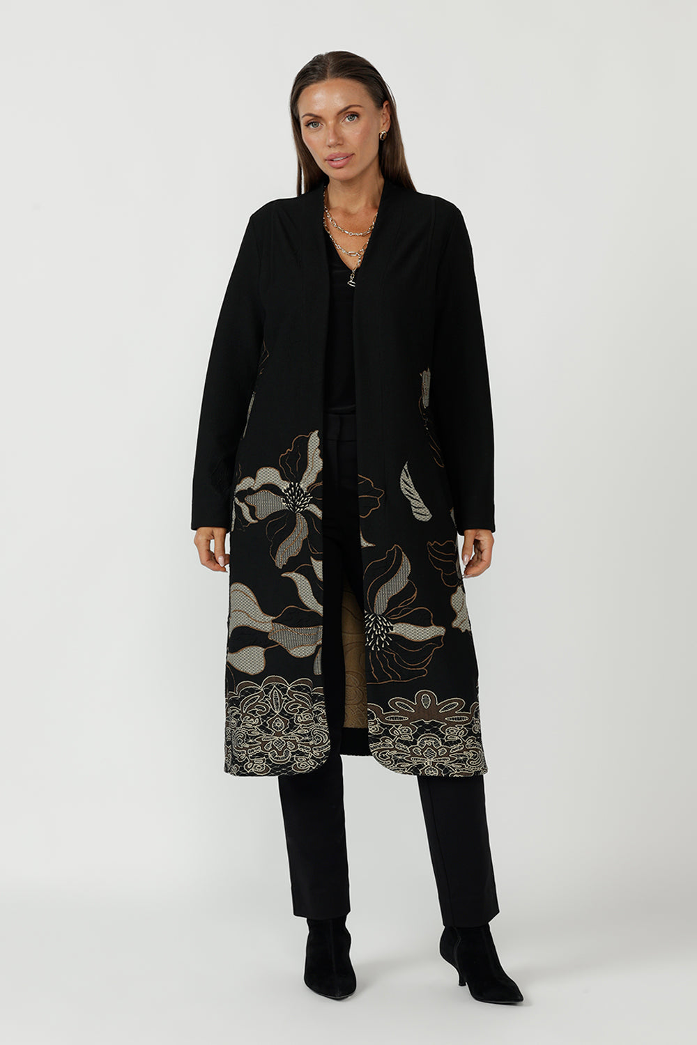 Gilded Noir Trench Coat in Black