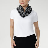 Bamboo Scarf in Black with White Stripe