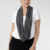 Bamboo Scarf in Black with White Stripe