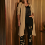 Sorel Trench Coat crafted from luxe Modal fabric with soft stretch, featuring a sophisticated silhouette, fabric waist tie and concealed pockets for effortless modern dressing.