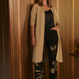 Sorel Trench Coat crafted from luxe Modal fabric with soft stretch, featuring a sophisticated silhouette, fabric waist tie and concealed pockets for effortless modern dressing.
