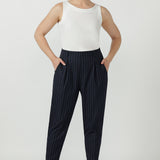 James Pant in Navy Pinstripe