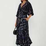 Helena Dress in Smokey Feathers