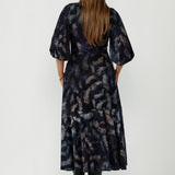 Helena Dress in Smokey Feathers