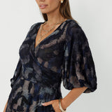 Helena Dress in Smokey Feathers