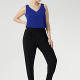 Meet Indi, the ultimate travel pant — so comfortable and versatile, you’ll want more than one pair. Crafted from lightweight, dry-touch stretch jersey, Indi offers a mid-rise fit, pull-on waist, relaxed crotch, and tapered 7/8 legs with cuff detail. Pair with a blazer for effortless weekend-to-work style. Available in two heights.