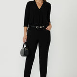 Corbin Pant in Black Smart Crepe