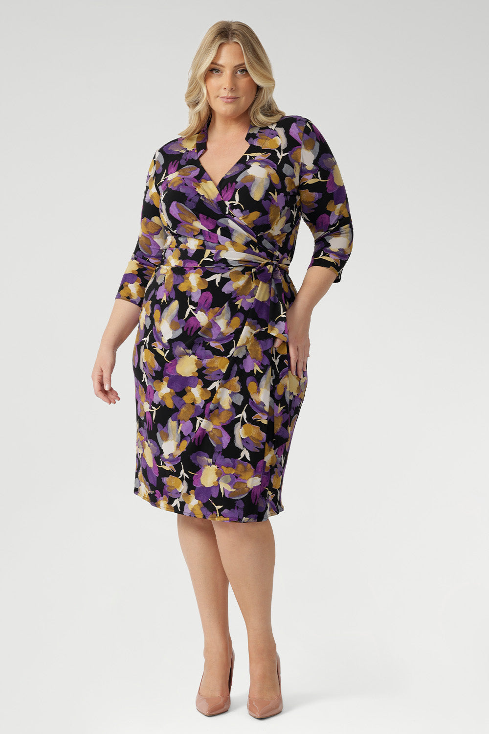 Command attention with effortless sophistication in the Jett Dress—a modern wrap dress designed to take you seamlessly from boardroom to evening event. Crafted from our signature dry-touch stretch jersey, this piece offers a flattering fit with soft structure and all-day comfort.