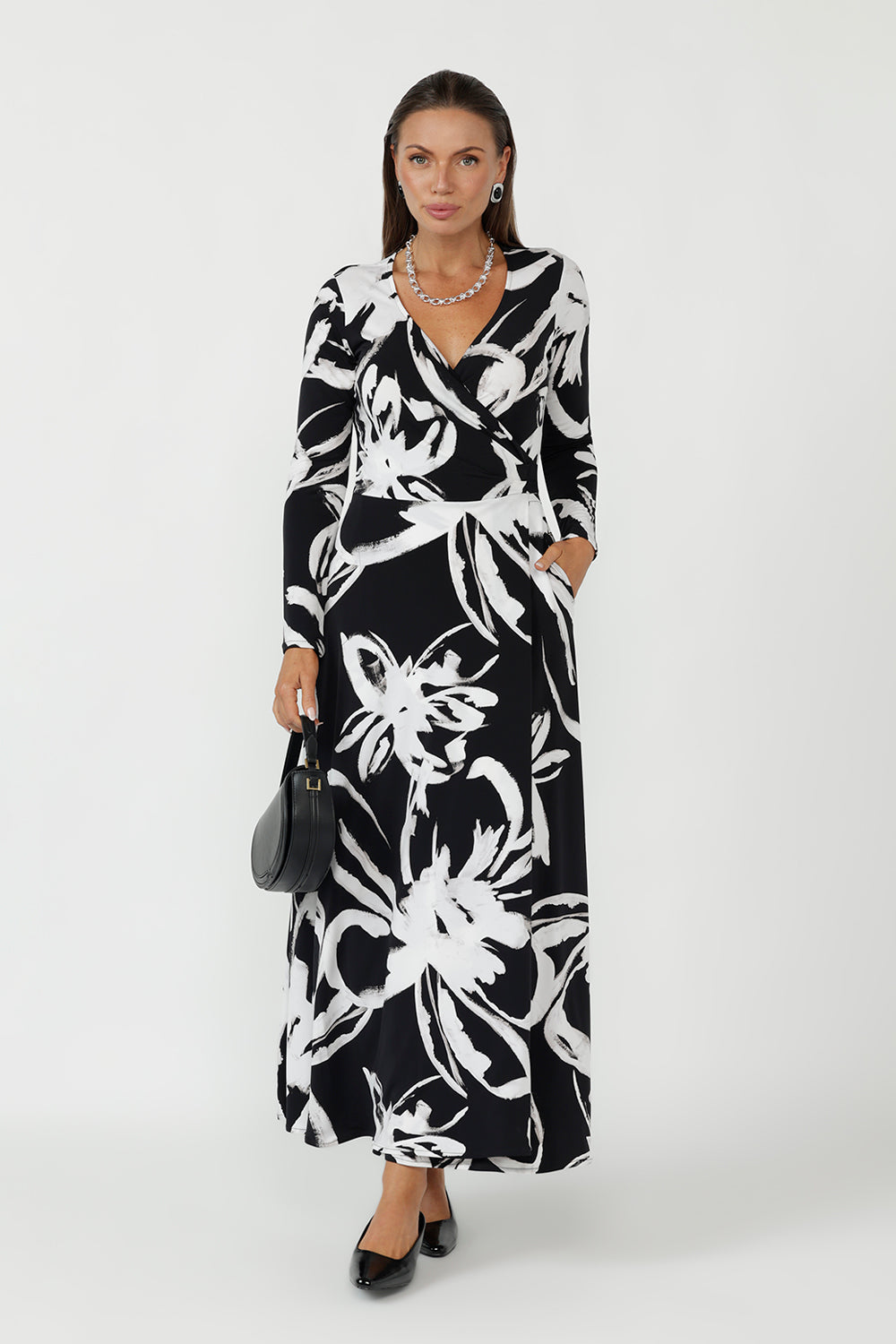 Kimberley Maxi Wrap Dress in Lunar Brush