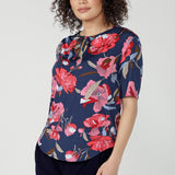 Kodi Top with Elbow Sleeve in Perfect Peony